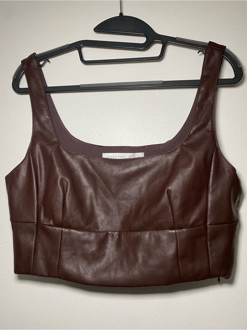 Altar'd State Brown Faux Leather Cropped Tank